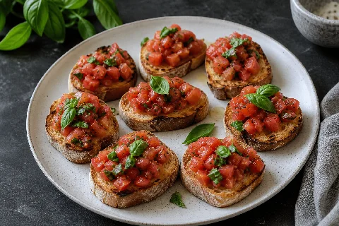 Bruschettas de tomate y albahaca