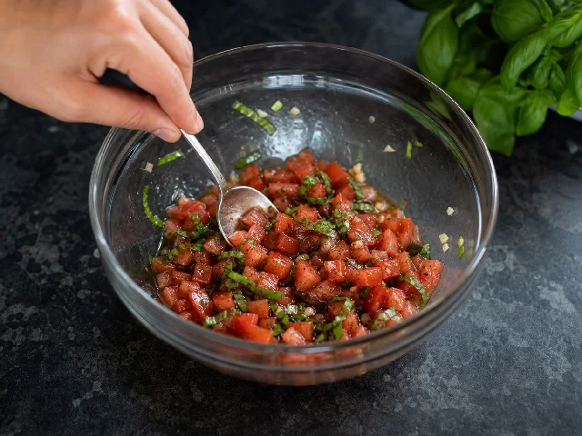 Paso 2 de Bruschettas de tomate y albahaca
