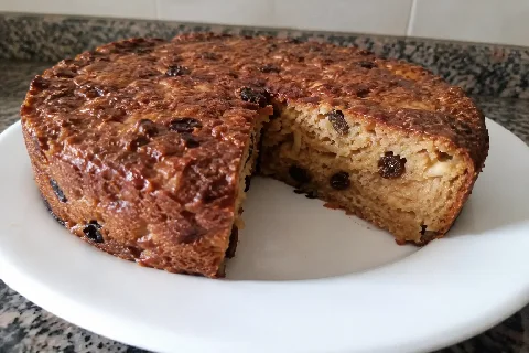 Budin de manzana, banana, avena y pasas