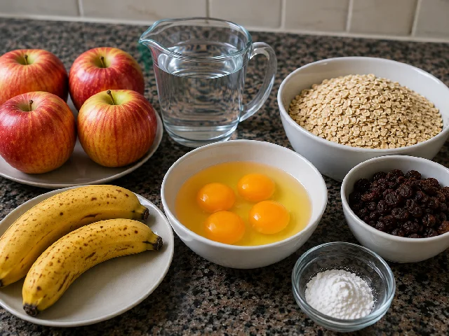 Paso 1 de Budin de manzana, banana, avena y pasas