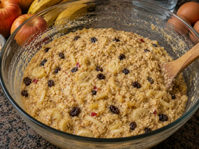 Paso 2 de Budin de manzana, banana, avena y pasas